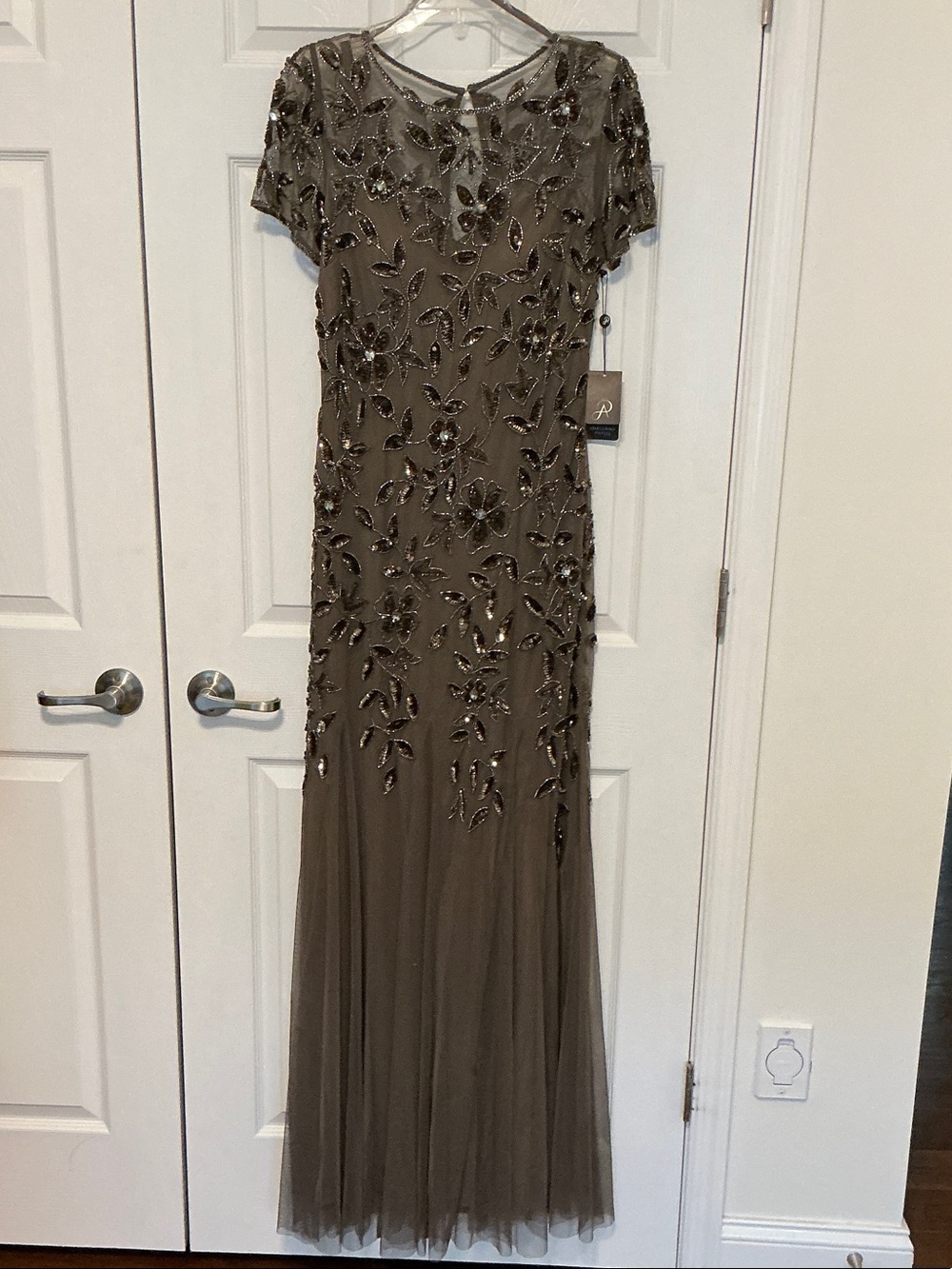 NWT Adrianna Papell Beaded Floral Gown